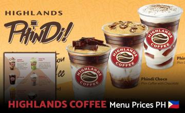 Highlands Coffee Philippines Menu Price